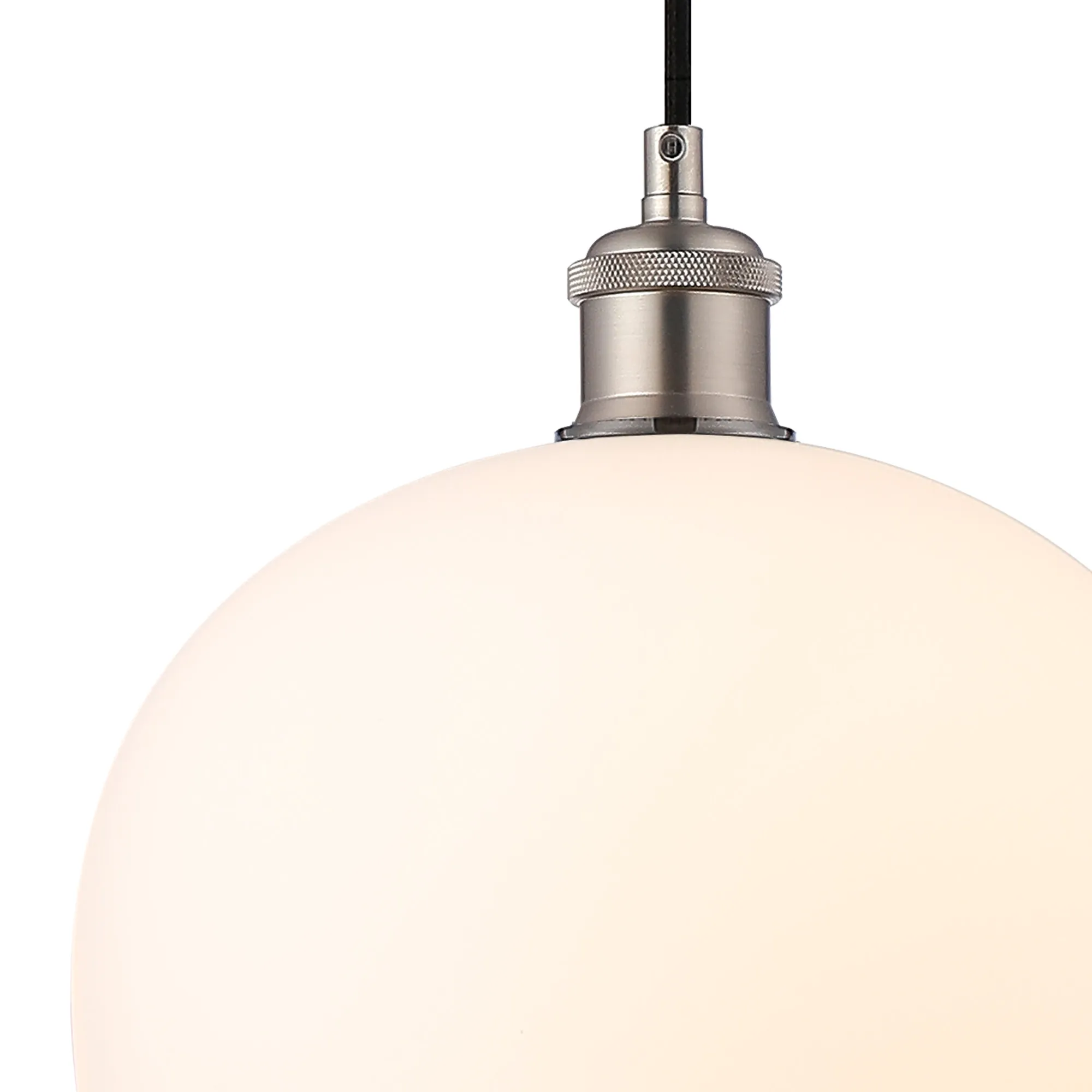Cawdor Single Pendant, 1 Light E27, Satin Nickel/Black/Opal Wine Glass DK1109  Deco Cawdor